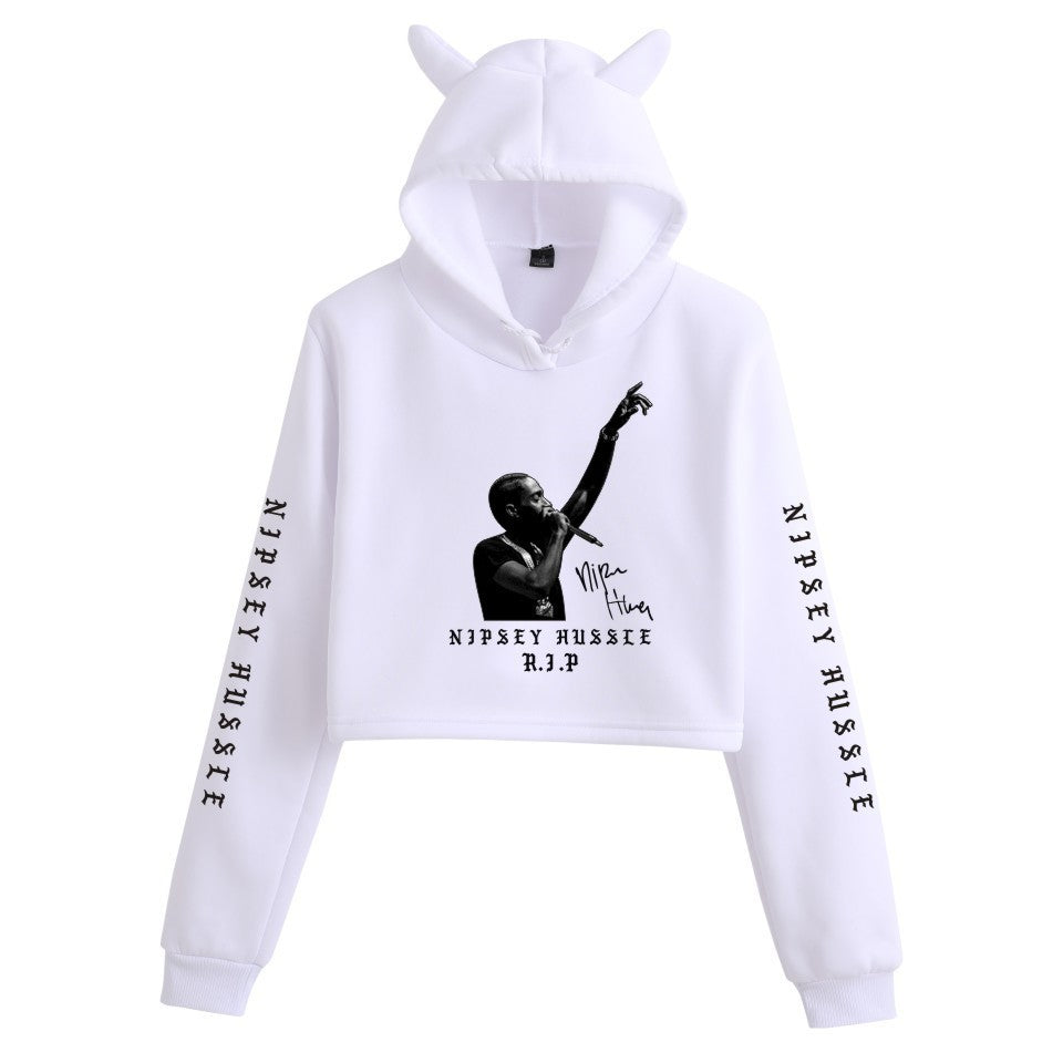 Nipsey Hussle Hoodie Rap Star Trendy Loose Cat Ears for Women