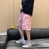 Men Beach Shorts Bear Print Summer Casual Loose Sports