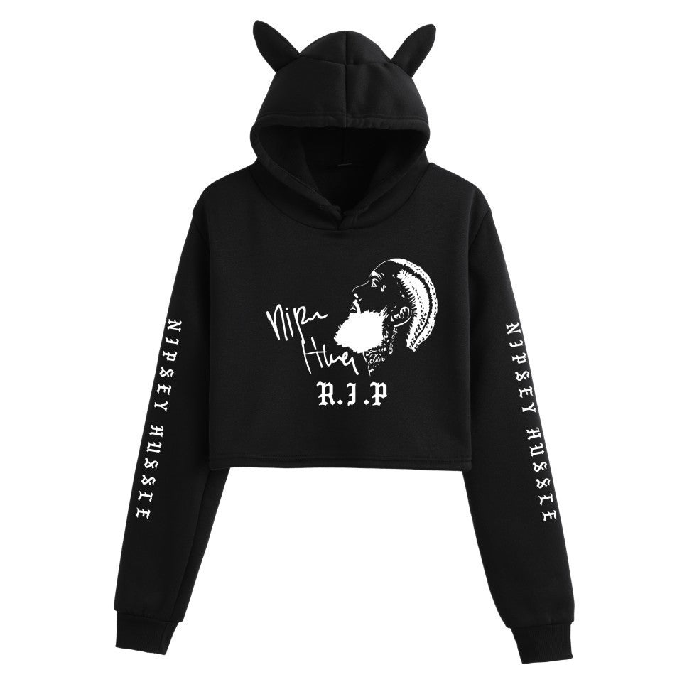 Nipsey Hussle Hoodie Rap Star Trendy Loose Cat Ears for Women