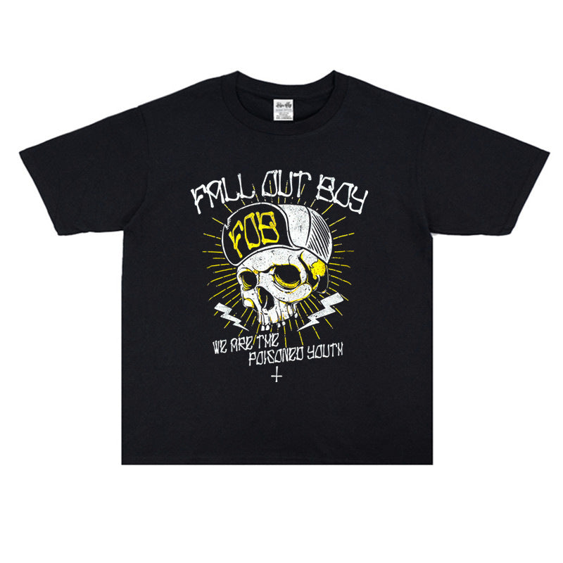 Rock Star T Shirt Fall Out Boy down Boy Rock Cotton T-shirt Cotton Short Sleeve Loose Men and Women