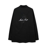 Long Sleeve Shirt Rose Embroidery Baggy Coat