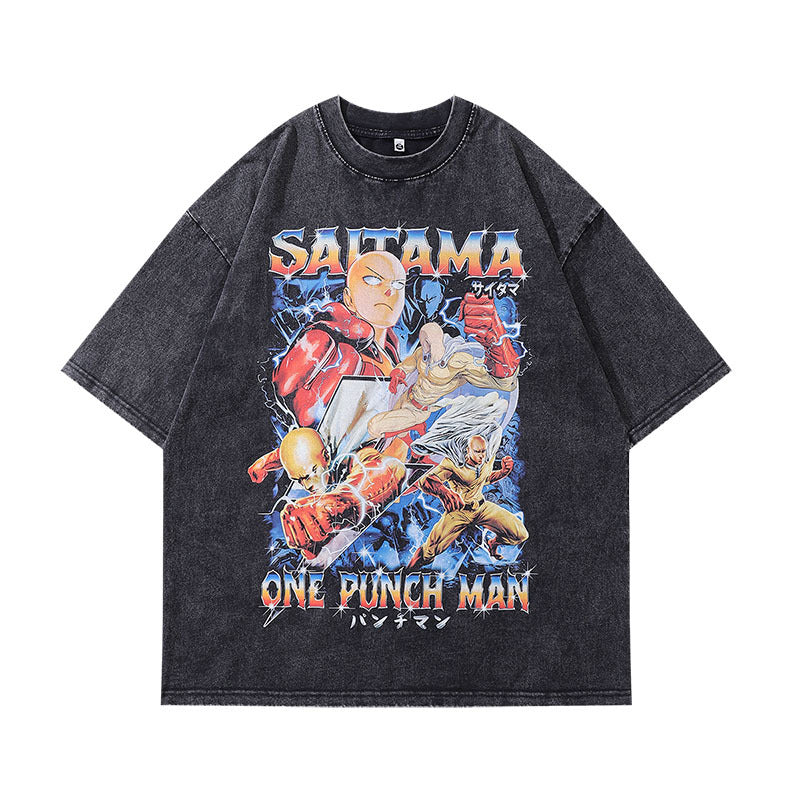 Men T-Shirt NBA Star Cartoon Print Distressed