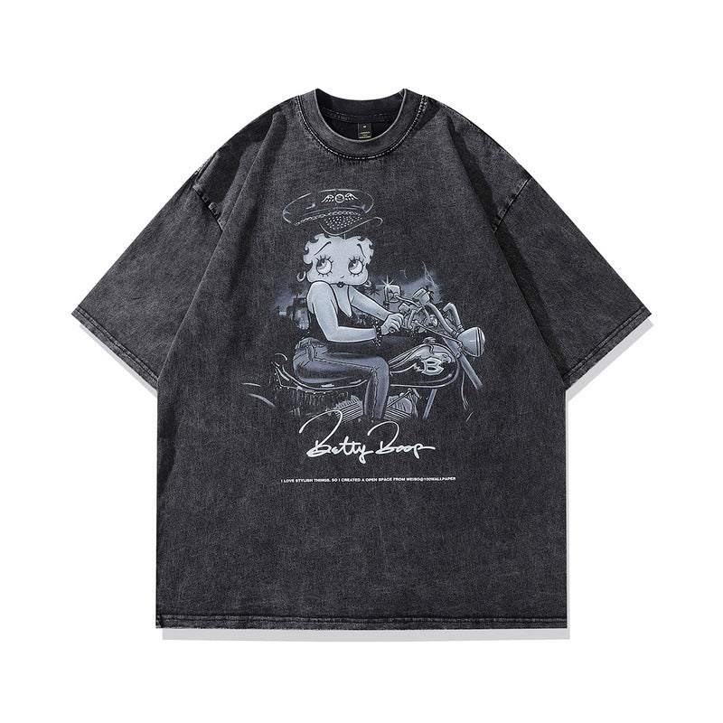 Men T-Shirt Bear Print Distressed