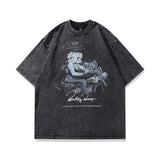 Men T-Shirt Bear Print Distressed