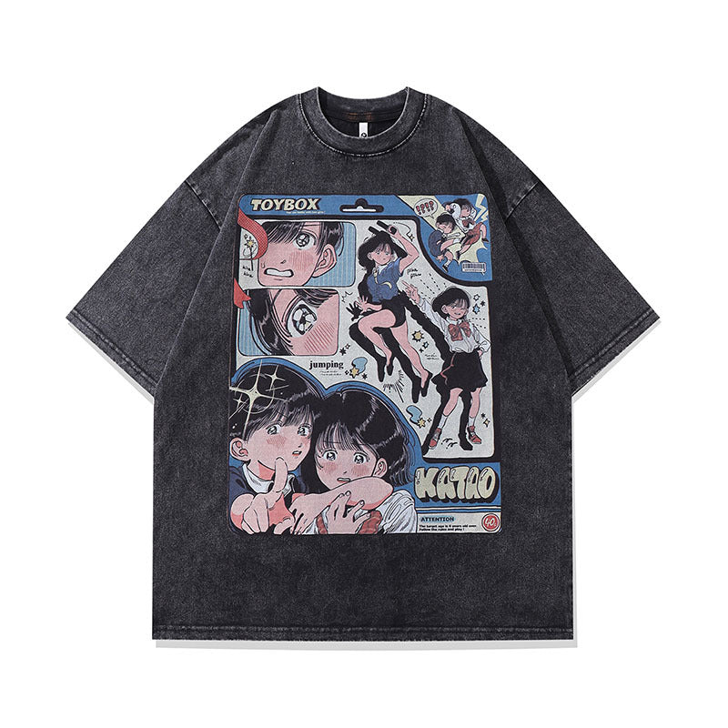 Men T-Shirt Distressed Cartoon Print