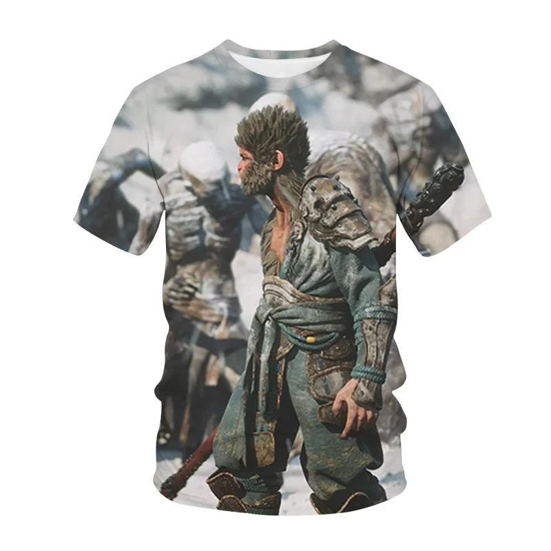 Black Myth Wukong Game T-shirt 3D Printed Short Sleeve