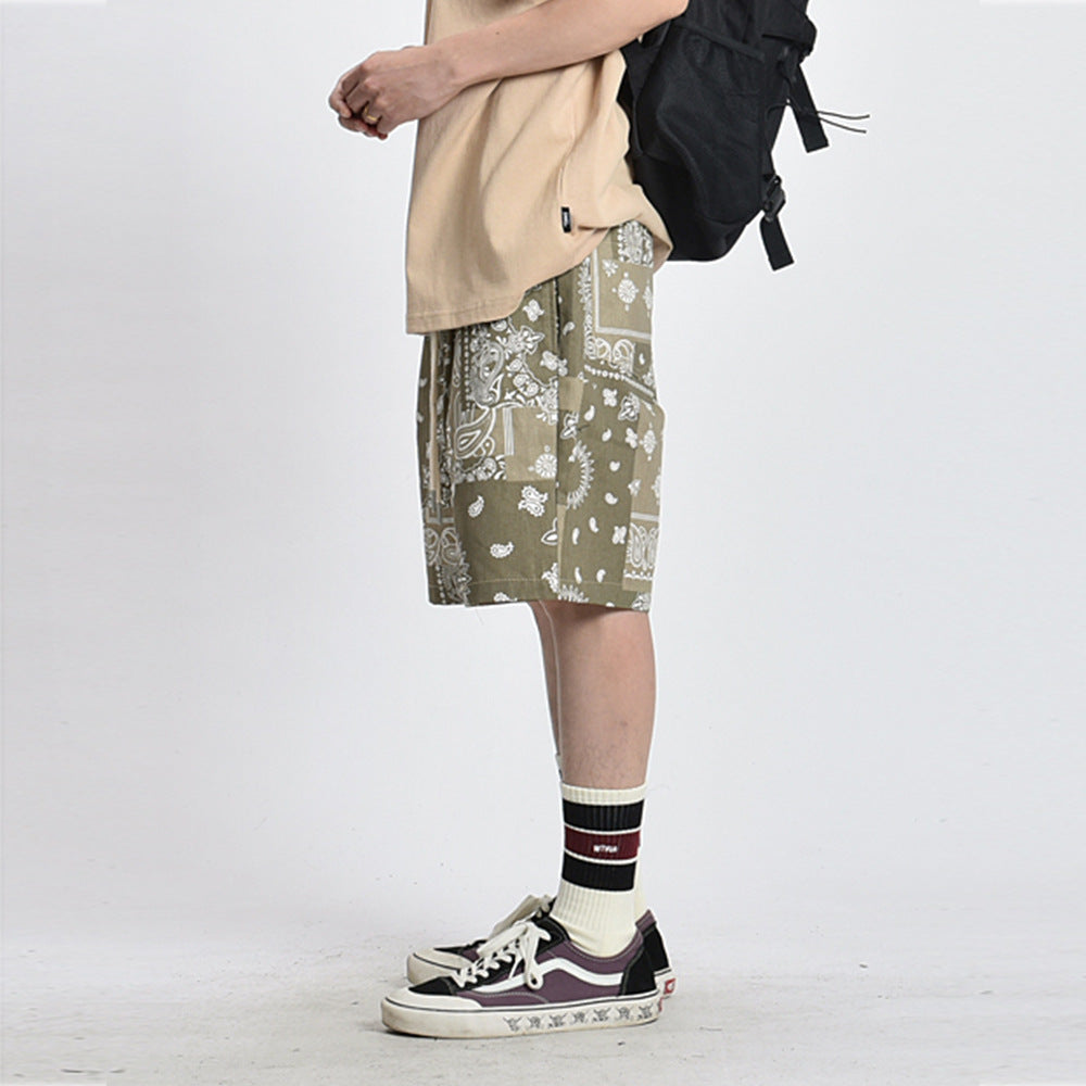 Men Shorts Paisley Shorts Loose Straight Trend Sports