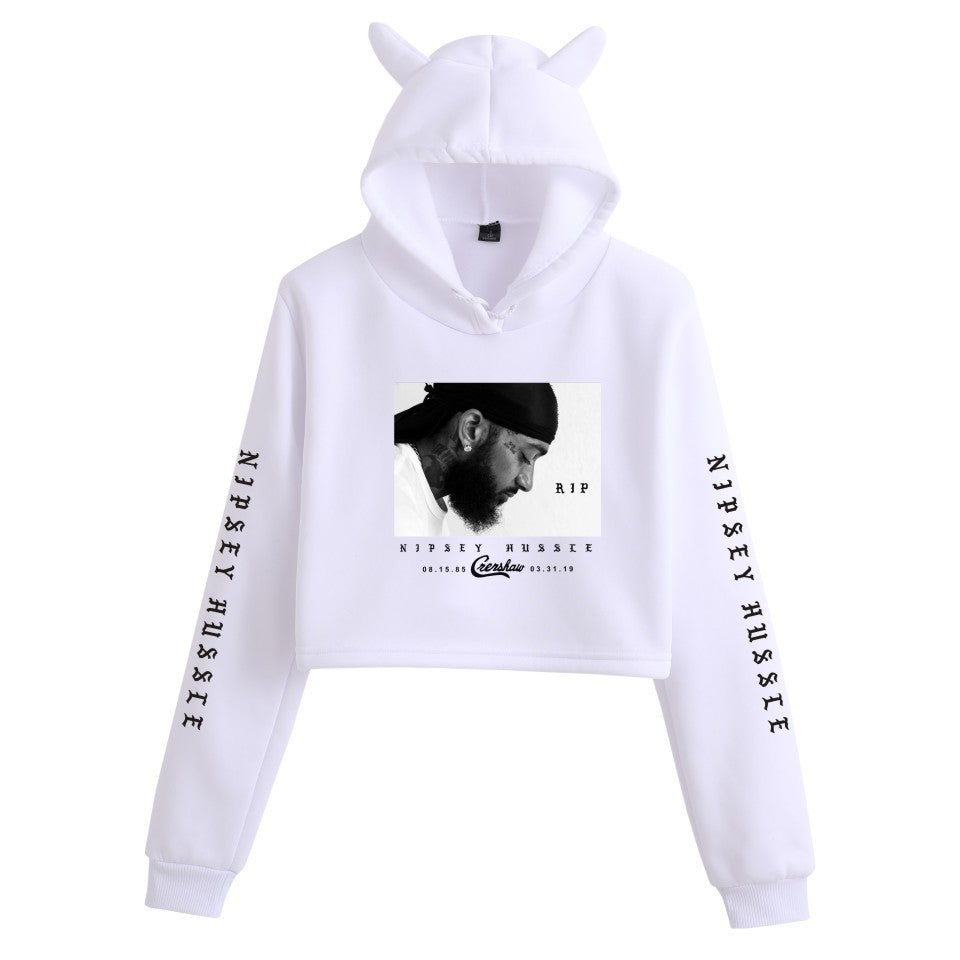 Nipsey Hussle Hoodie Rap Star Trendy Loose Cat Ears for Women
