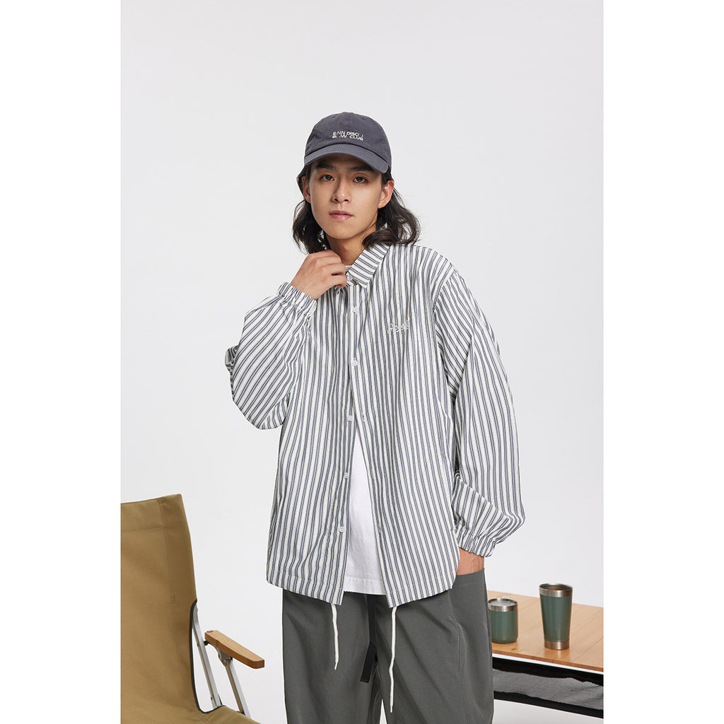 Unisex Shirt Vintage Stripe Baggy Coat