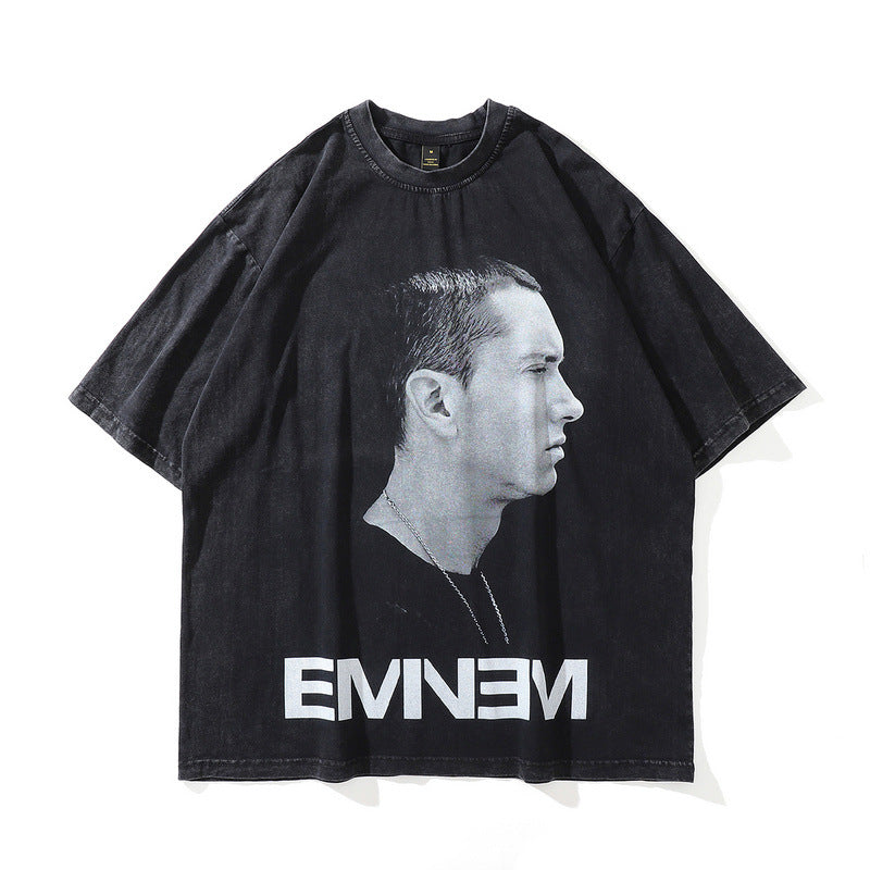 Men T-Shirt Distressed Rapper Portrait Printing