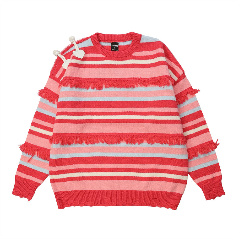 Men Sweater Stripes Splicing Knitwear