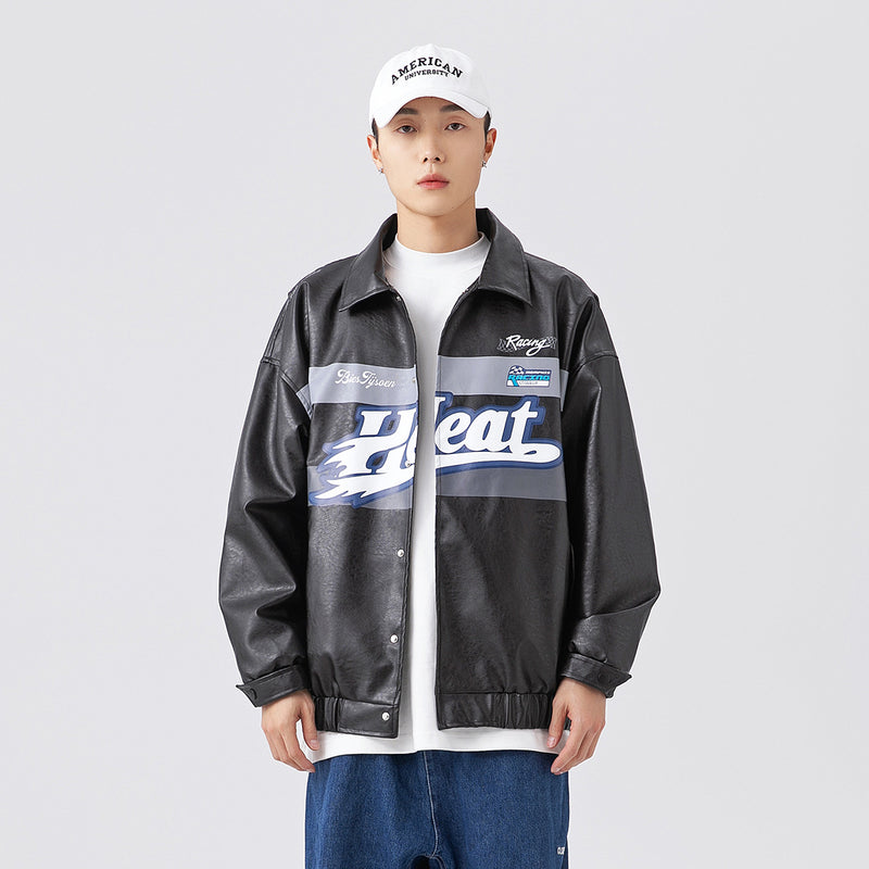 Unisex Pu Jacket PU Leather Jacket Loose Motorcycle