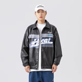 Unisex Pu Jacket PU Leather Jacket Loose Motorcycle