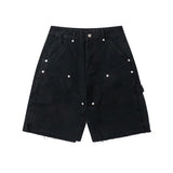 Men Shorts Summer Solid Color Collage Straight Denim Shorts