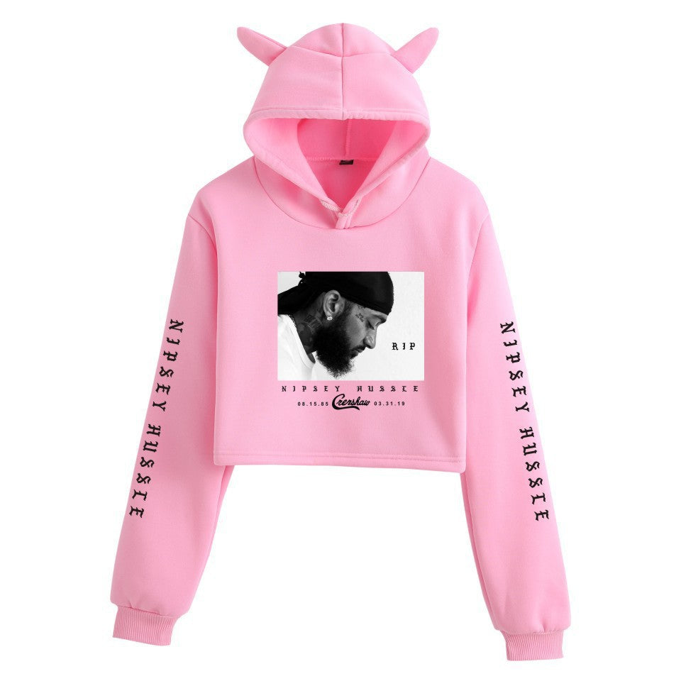 Nipsey Hussle Hoodie Rap Star Trendy Loose Cat Ears for Women