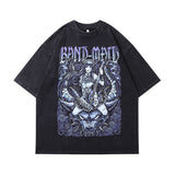 Men T-Shirt Retro Cartoon Printed Small Neckline