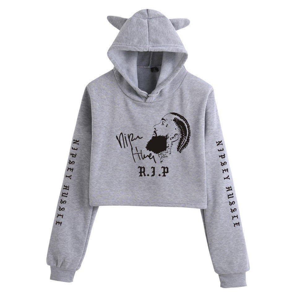 Nipsey Hussle Hoodie Rap Star Trendy Loose Cat Ears for Women