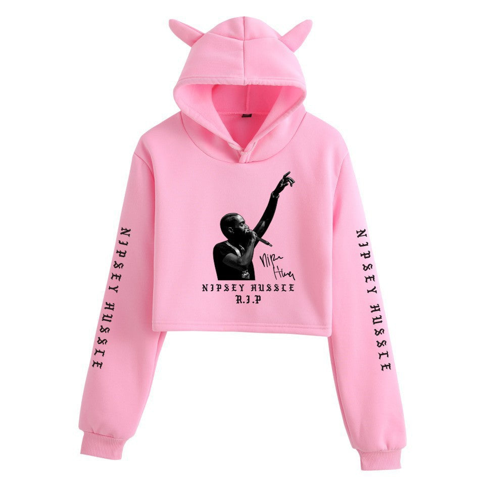 Nipsey Hussle Hoodie Rap Star Trendy Loose Cat Ears for Women