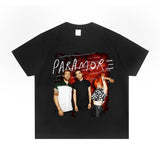 Rock Star T Shirt Paramore Band Short Sleeve round Neck Loose Pure Cotton Men and Women