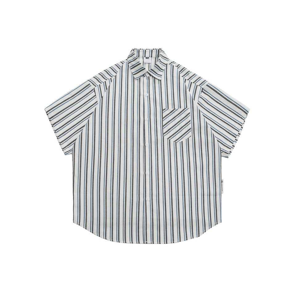 Unisex Shirt Vintage Cityboy Striped Loose Cardigan