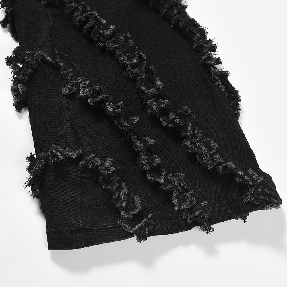 Men Jeans Trendy Unique Flared Jeans Punk Stitching