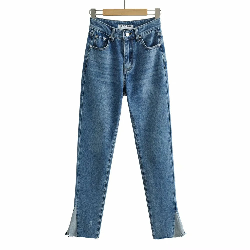 Women Jeans Frayed Loose