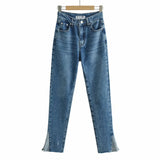 Women Jeans Frayed Loose