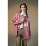 Unisex Shirt Loose Long Sleeve Small Plaid Shirt