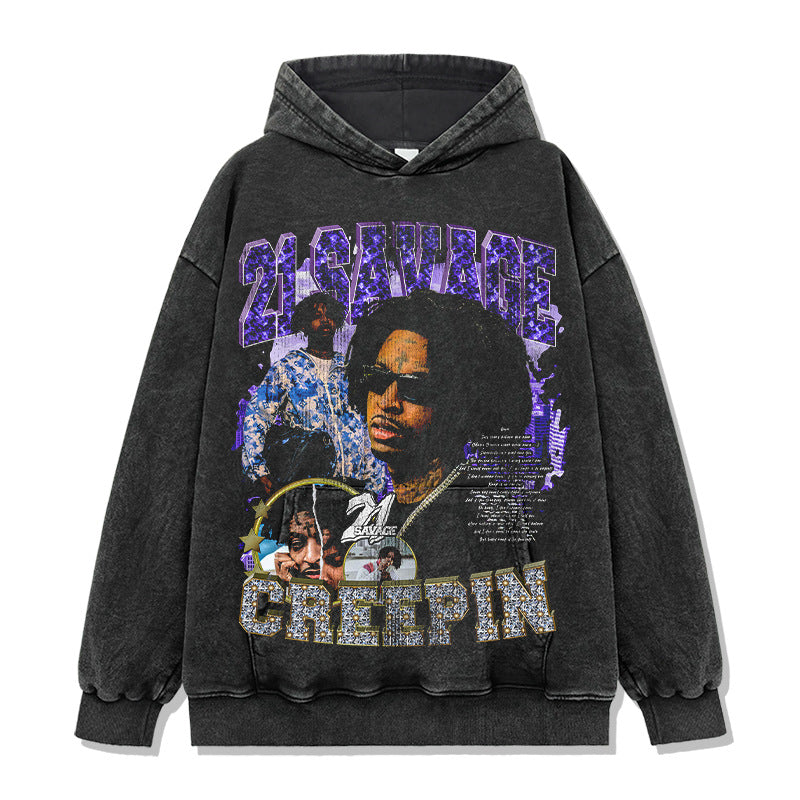 21 Savage Hoodie Loose Distressed Hoodie