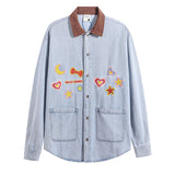 Long Sleeve Distressed Vintage Denim Shirt