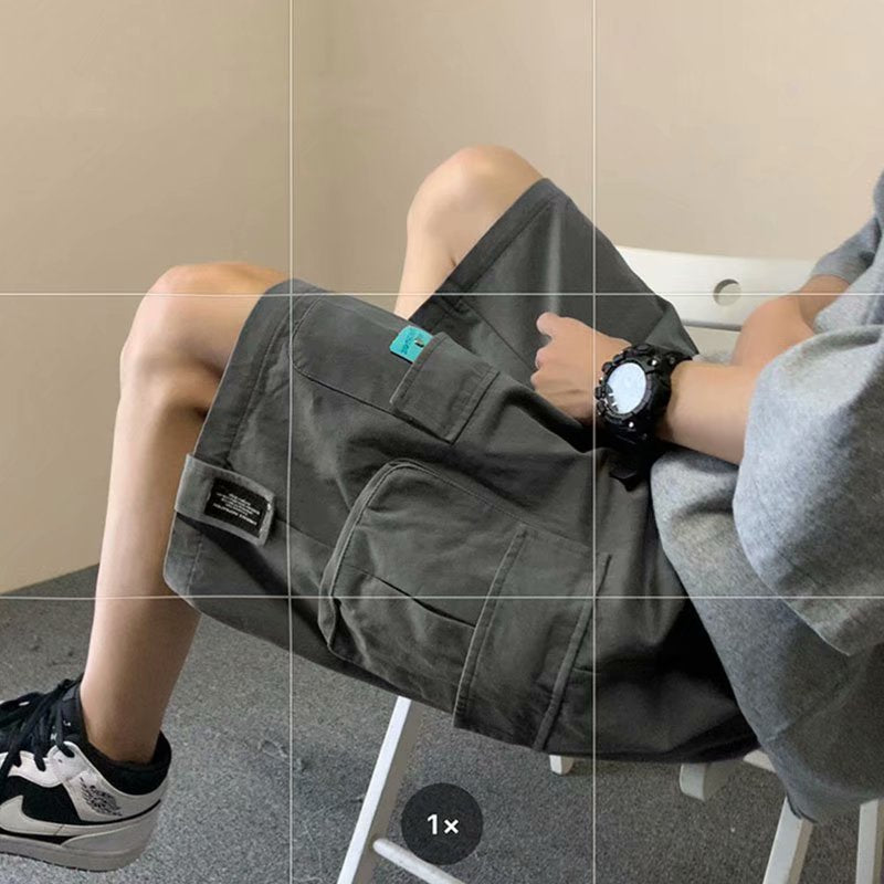 Men Beach Shorts Multi-Pocket Casual Beach Shorts