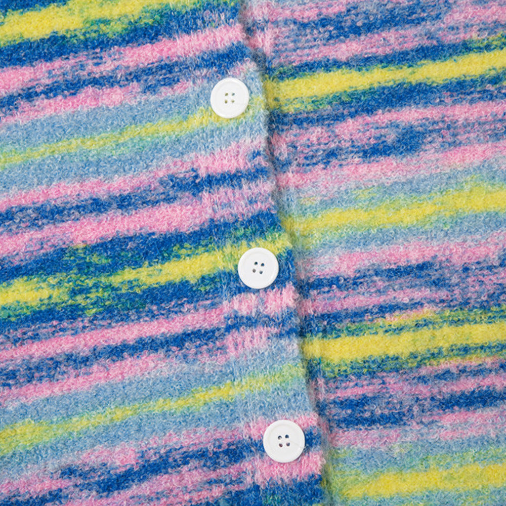 Men Sweater Striped Cardigan Sweater plus Velvet Thickening