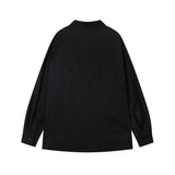 Long Sleeve Shirt Irregular Necklace Oversize Solid Color