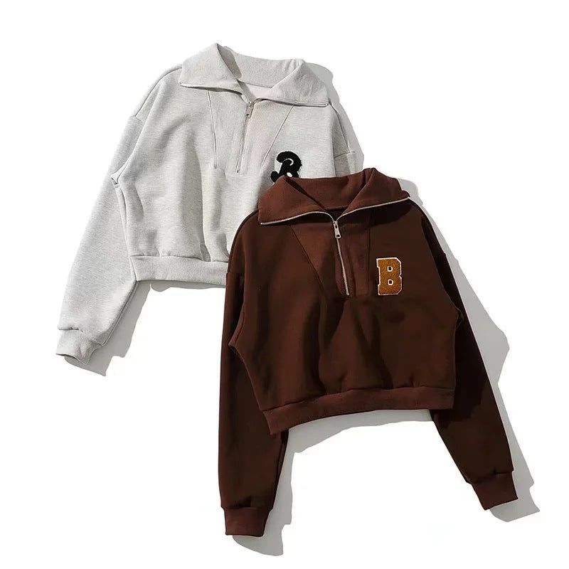 Women Hoodie Flocking Fleece-lined Bat Sleeve