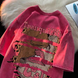 Men T Shirt Retro Heavy Distressed Casual plus Size