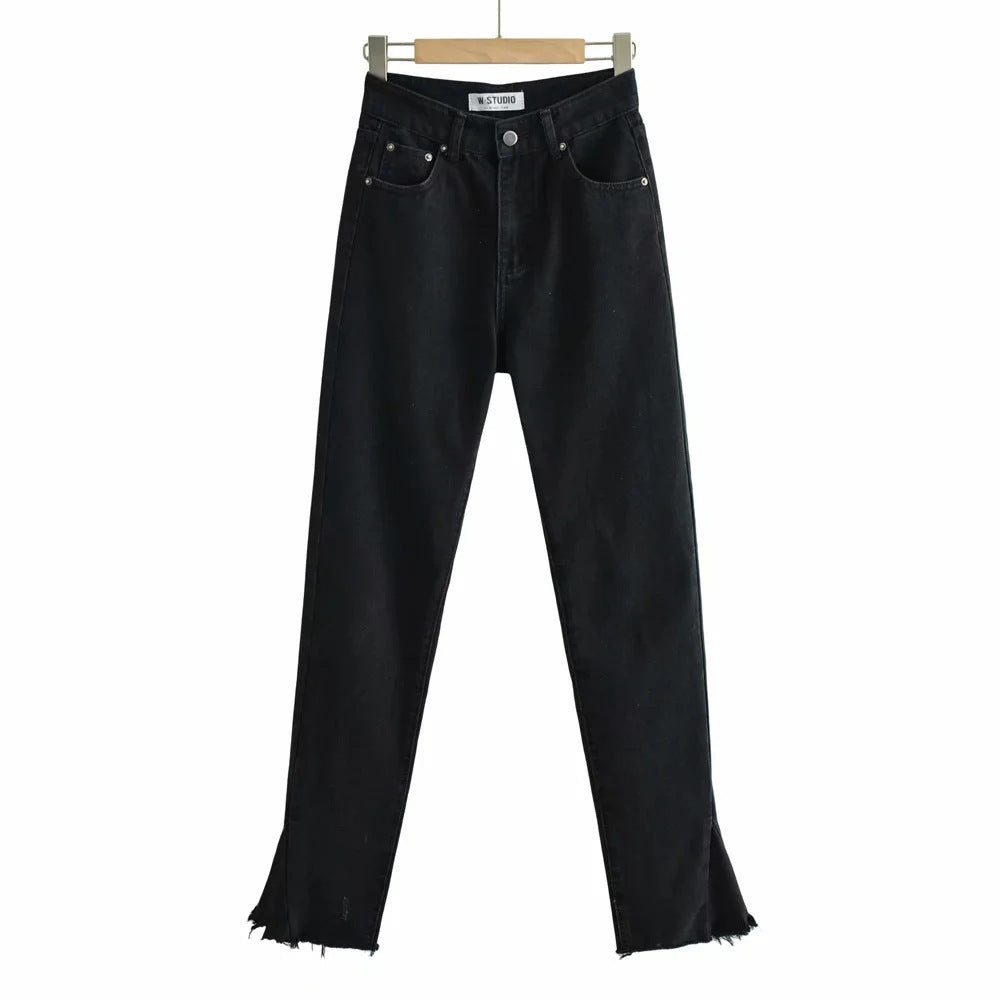 Women Jeans Frayed Loose