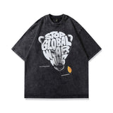 Men T-Shirt Bear Print Distressed