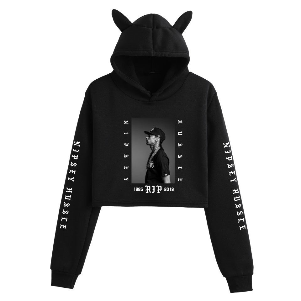 Nipsey Hussle Hoodie Rap Star Trendy Loose Cat Ears for Women