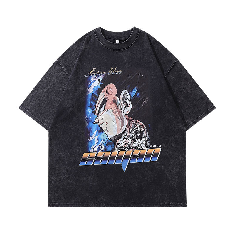 Men T-Shirt Cartoon Vintage Print Distressed