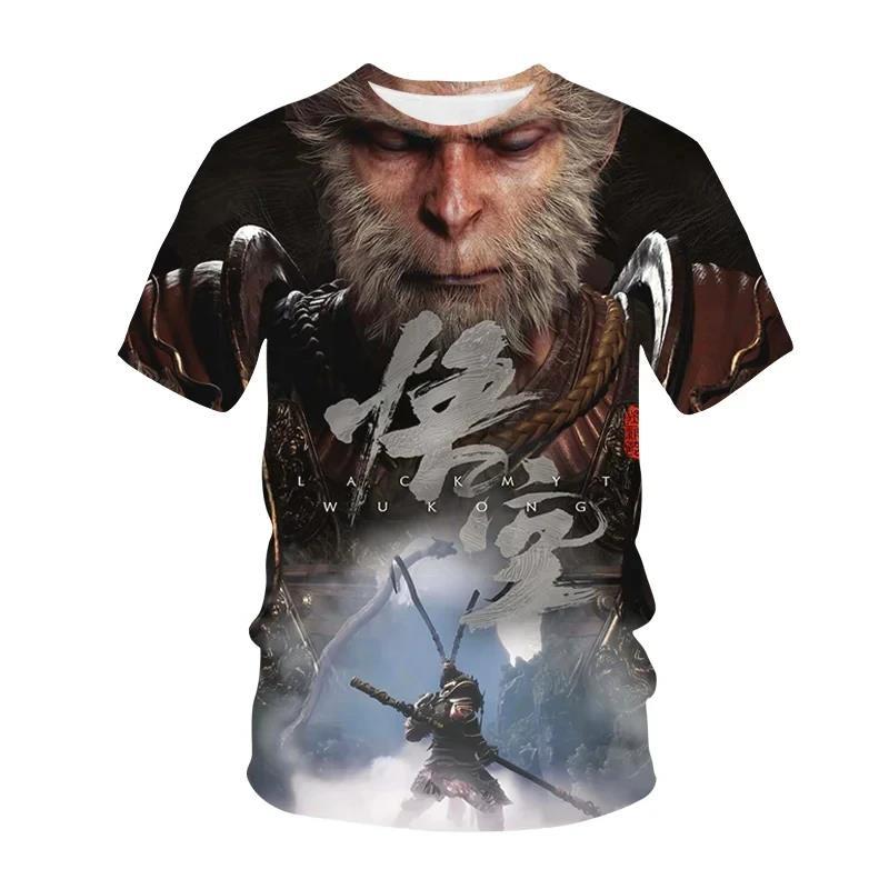 Black Myth Wukong Game T-shirt 3D Printed Short Sleeve