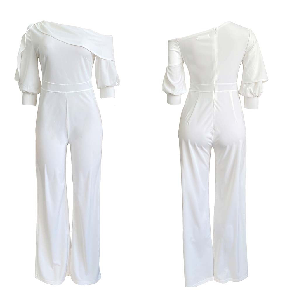 Women Co-Ords Autumn plus Size Casual Solid Color Jumpsuit