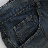 Men Shorts Spider Printed Denim Shorts Loose Casual White