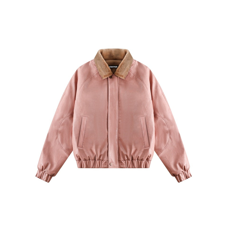 Unisex Coat Winter PU Leather Thickening