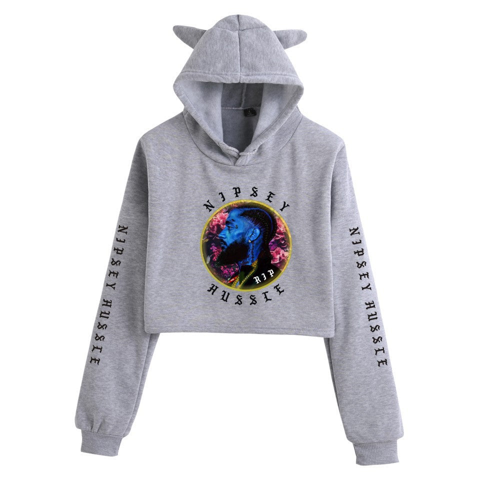 Nipsey Hussle Hoodie Rap Star Trendy Loose Cat Ears for Women