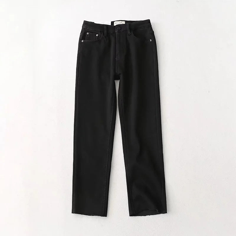 Women Jeans Fleece-lined Slim-Fitting Ankle Length Trousers