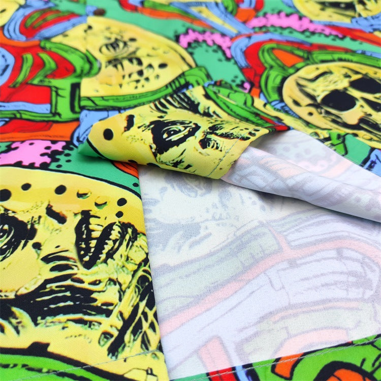 GUILTYPARTIES TIGER 24ss sci-fi graffiti, rayon casual, Hawaiian short-sleeved shirt