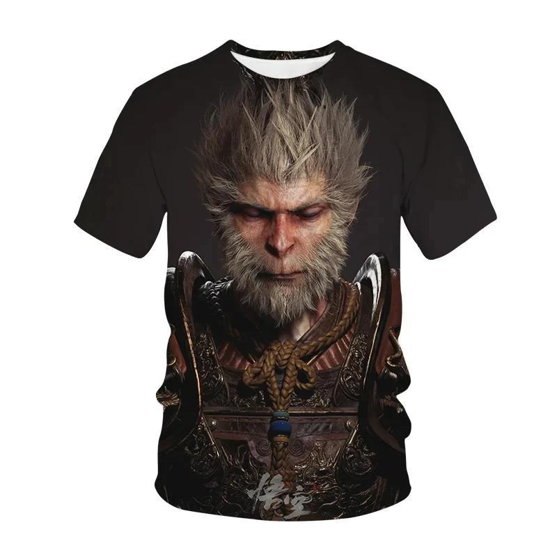 Black Myth Wukong Game T-shirt 3D Printed Short Sleeve
