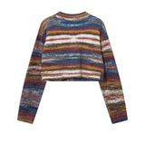 Men Sweater Striped Yarn-Dyed V-neck Cardigan Sweater Couple