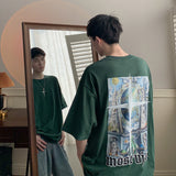 Men T Shirt Summer Loose Print