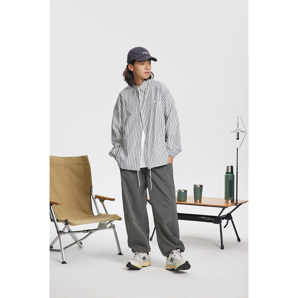 Unisex Shirt Vintage Stripe Baggy Coat